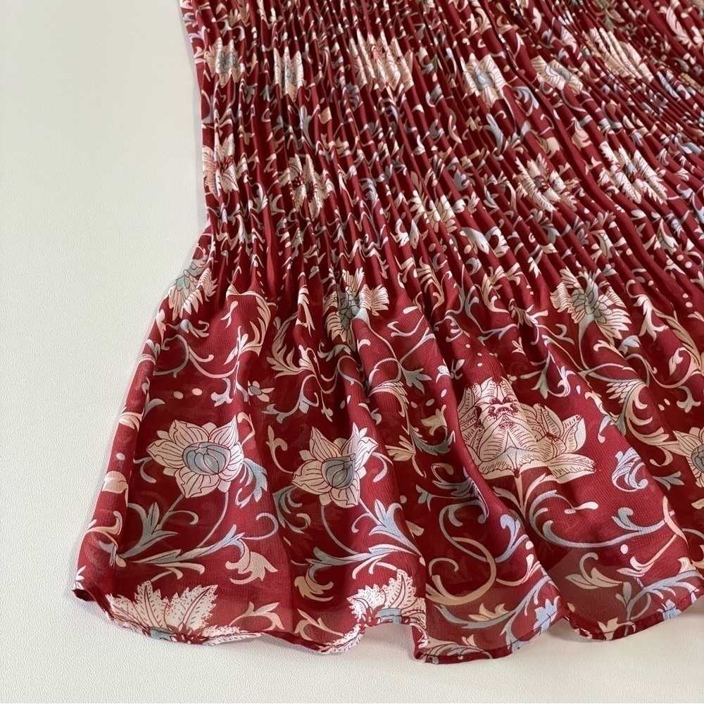 Anthropologie Plenty by Tracy Reese Arcadia Pleated Floral Midi Dress Crimson 8 - Picture 13 of 16